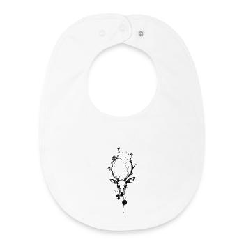 Dark Fantasy Deer Mushrooms Flowers Gothic Nature - Baby Organic Bib - white - Front