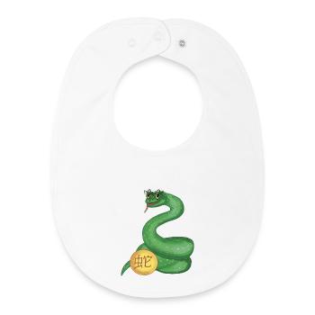 Chinese Zodiac Snake - Baby Organic Bib - white - Front