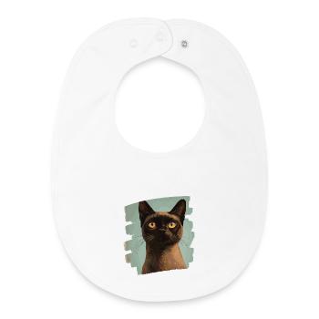 Burmese Burma Cat Retro - Baby Organic Bib - white - Front