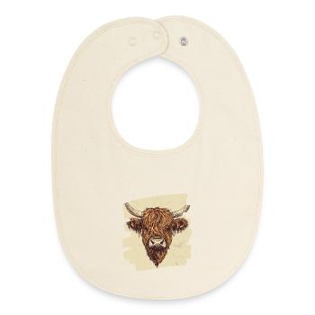 Scottish Highland cattle - Baby Organic Bib - soft Ecru - Front