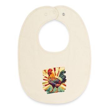 Rooster - Baby Organic Bib - soft Ecru - Front