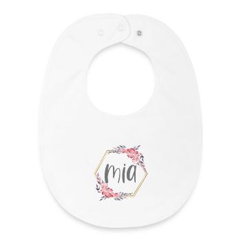Mia Girl Name Personalized Gift - Baby Organic Bib - white - Front