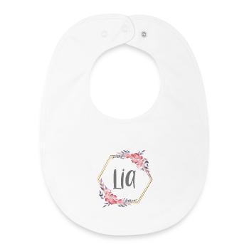 Lia Girl Name Personalized Gift - Baby Organic Bib - white - Front