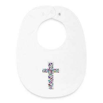 Kreuz Kreuze Jesus Herz Herzen Kruzifix - Baby Organic Lätzchen - Weiß - Vorne