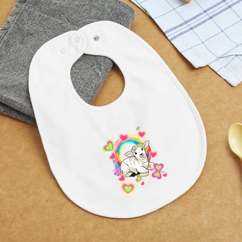 Rainbow Sheep Sheep Easter Easter Lamb Child Baby Organic Bib