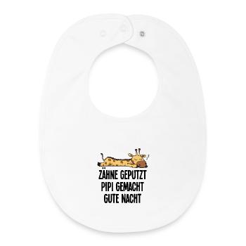 Teeth brushed humorous giraffe good night motif - Baby Organic Bib - white - Front