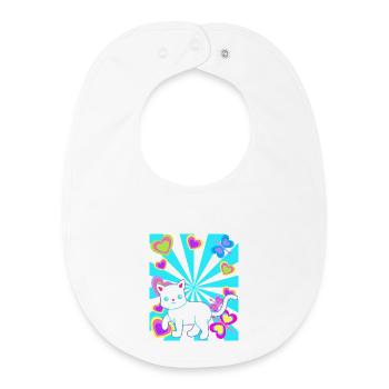 Cat Cats Child Kids Baby Retro Heart - Baby Organic Bib - white - Front