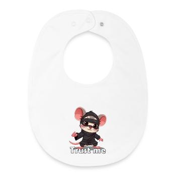 Little Ninja Mice Motif Print - Baby Organic Bib - white - Front