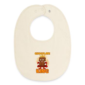 Chocolate King with Crown - Baby Organic Bib - soft Ecru - Front