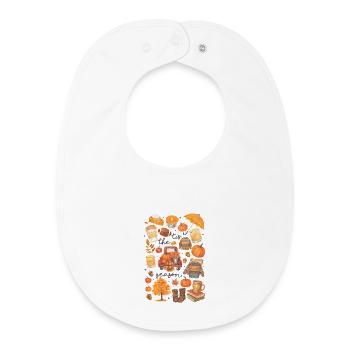 Herbstliche Gemütlichkeit Illustration - Baby Organic Lätzchen - Weiß - Vorne
