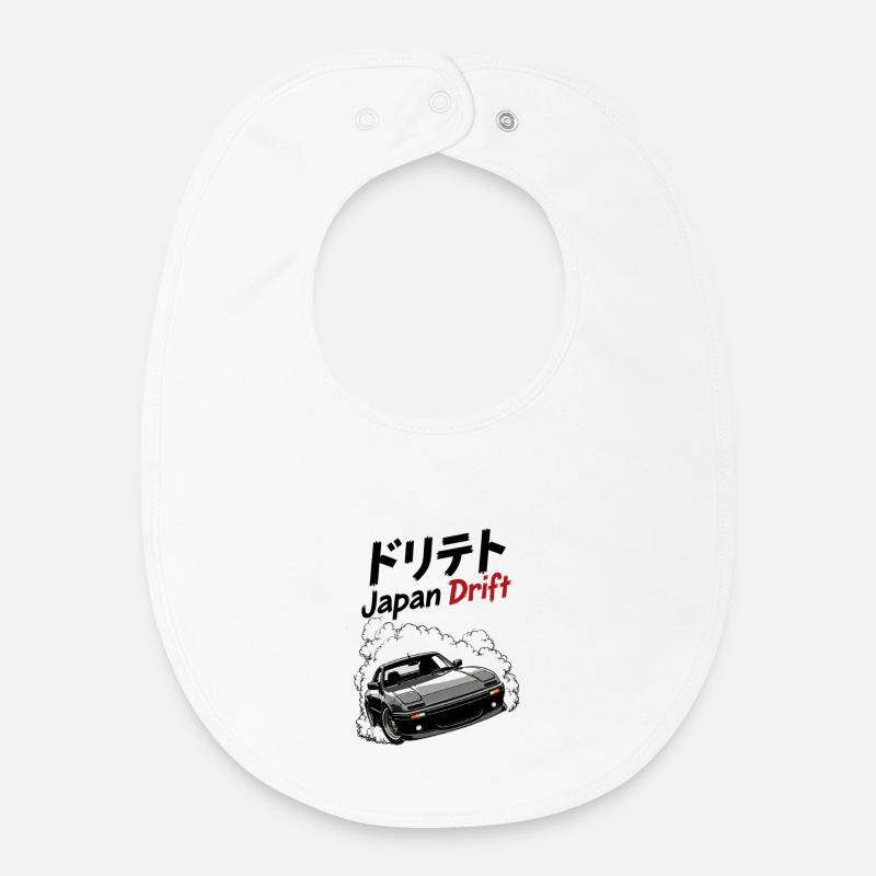 Japan Drift Car Illustration - Baby Organic Lätzchen - Weiß