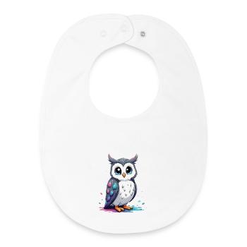 Niedliche Manga Eulenkunst für Kinder - Baby Organic Lätzchen - Weiß - Vorne