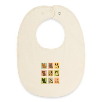 Playful Cat Stamp Collection, cats  - Baby Organic Bib - soft Ecru - Front