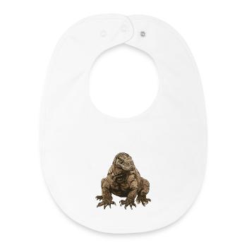 Realistische Komodowaran-Illustration - Baby Organic Lätzchen - Weiß - Vorne