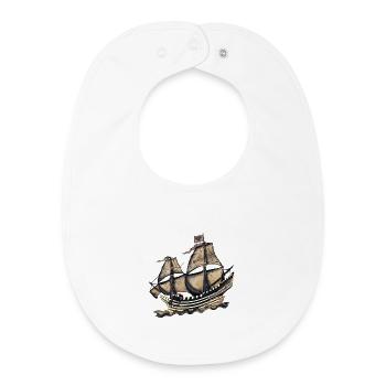 Historisches Segelschiff Relief - Baby Organic Lätzchen - Weiß - Vorne