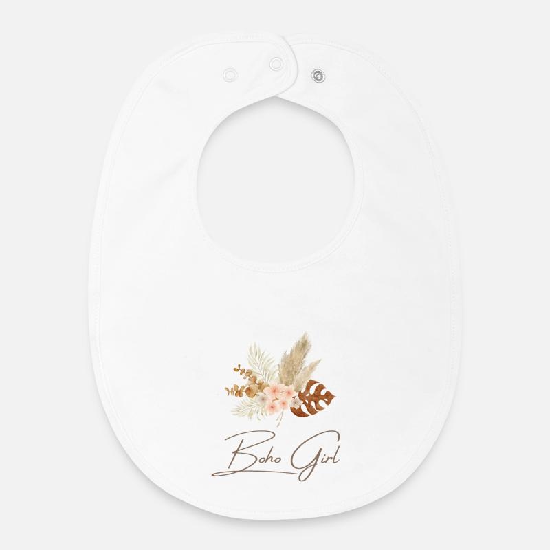 Boho Girl Couronne Florale - Bavoir bébé bio - blanc