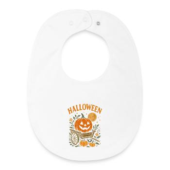 Autumn Halloween Pumpkin Cart - Baby Organic Bib - white - Front