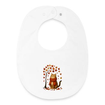 Chat d’automne avec écharpe rouge - Bavoir bébé bio - blanc - Devant