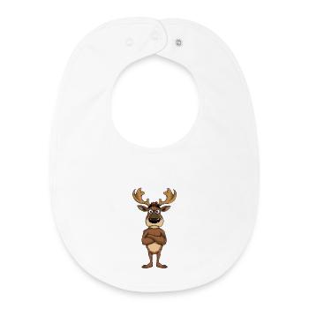 Confident Moose Cartoon - Baby Organic Bib - white - Front
