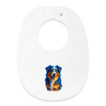Colorful Australian Shepherd Dog Watercolor - Baby Organic Bib - white - Front