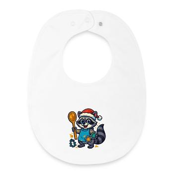 Raton laveur de Noël faisant des biscuits - Bavoir bébé bio - blanc - Devant