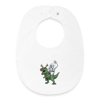Yeti chevauche T-Rex dinosaure de Noël drôle - Bavoir bébé bio - blanc - Devant