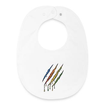 Wild Life Claw - Bunte Bären Klaue Kratzspur - Baby Organic Lätzchen - Weiß - Vorne