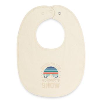 Bring On The Snow Retro Mountain Winter Snowflakes - Baby Organic Bib - soft Ecru - Front