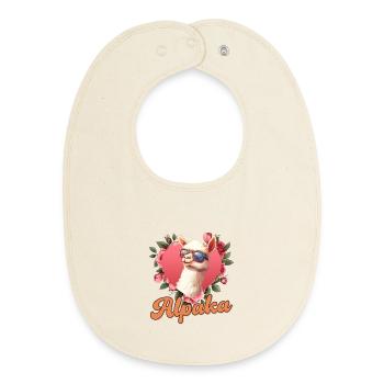 Alpaga Fan ALPAGA Femmes Lama Drôle - Bavoir bébé bio - écru doux - Devant