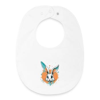 Rabbit head with paint splashes - Baby Organic Bib - white - Front