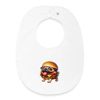Funny Pug Monster Burger Halloween Whimsical - Baby Organic Bib - white - Front
