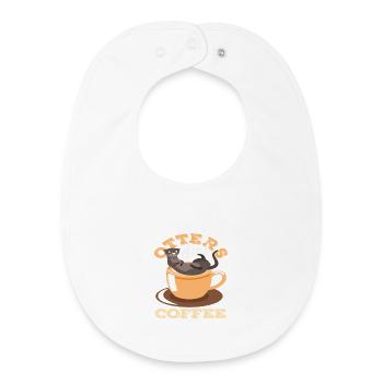 Coffee Sea Otter Cartoon - Baby Organic Bib - white - Front