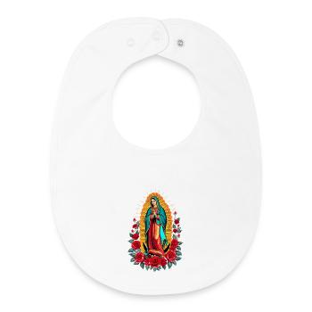 Guadalupe Mary Rosary - Baby Organic Bib - white - Front