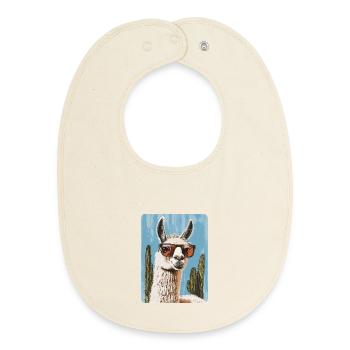 lama - Bavoir bébé bio - écru doux - Devant