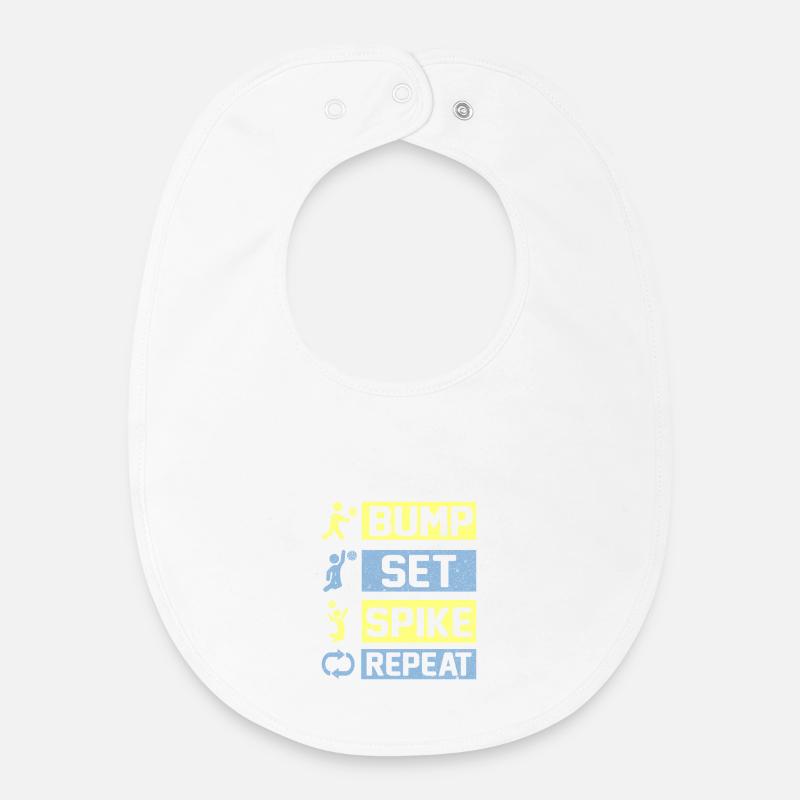 Bump Set Spike Repeat Volleyball - Bavoir bébé bio - blanc