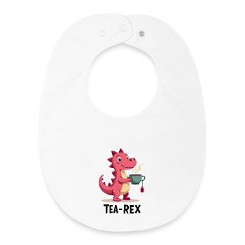 Tea-Rex Dino aime le thé - Bavoir bébé bio - blanc - Devant