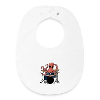Batteur Octopus Band Groove - Bavoir bébé bio - blanc - Devant
