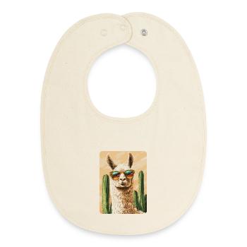lama - Bavoir bébé bio - écru doux - Devant