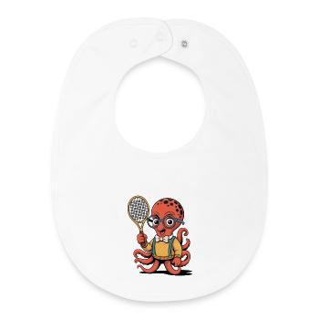 Nerdiger Tennis Oktopus Mit Brille - Baby Organic Lätzchen - Weiß - Vorne