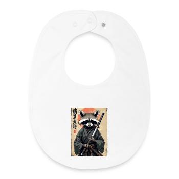 Waschbär Samurai im Kimono - Baby Organic Lätzchen - Weiß - Vorne