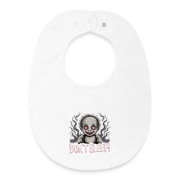 Poupée effrayante Ne dort pas - Bavoir bébé bio - blanc - Devant
