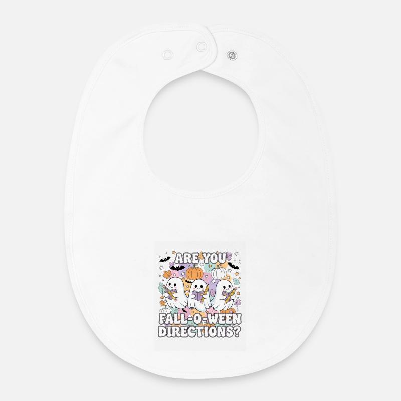 Fall-O-Ween Ghosts Reading - Baby Organic Bib - white