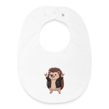 Hedgehog Rocker Lederjacke - Baby Organic Lätzchen - Weiß - Vorne