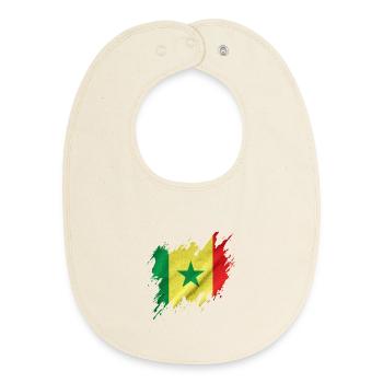 Senegalesische Flagge im zerrissenen Stil - Baby Organic Lätzchen - Natur - Vorne