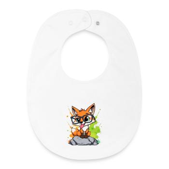 Spectacled fox on stone - Baby Organic Bib - white - Front
