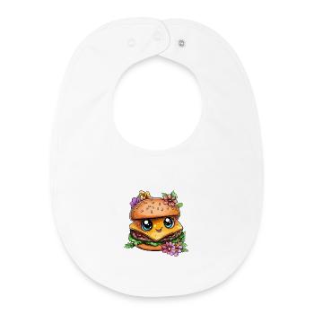 Kawaii Burger with Flowers - Baby Organic Bib - white - Front
