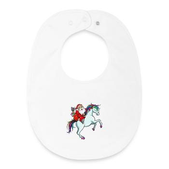 Santa Riding Unicorn Magical Christmas Outfit - Baby Organic Bib - white - Front