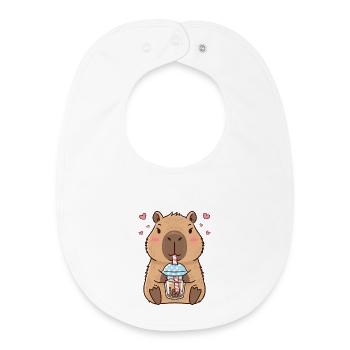 Capybara Bubble Tea Kawaii - Baby Organic Bib - white - Front