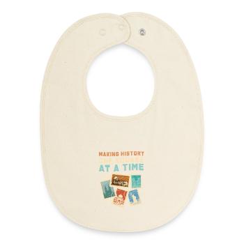 Stamps Philatelist Stamp Collection - Baby Organic Bib - soft Ecru - Front