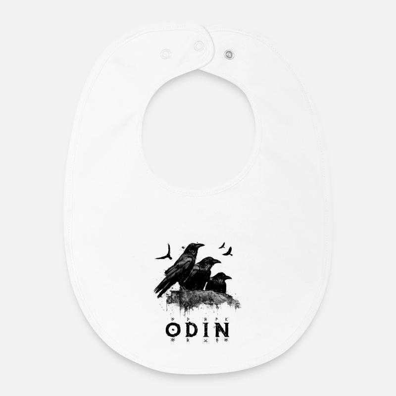 Odin Crow Edda Viking - Bavoir bébé bio - blanc